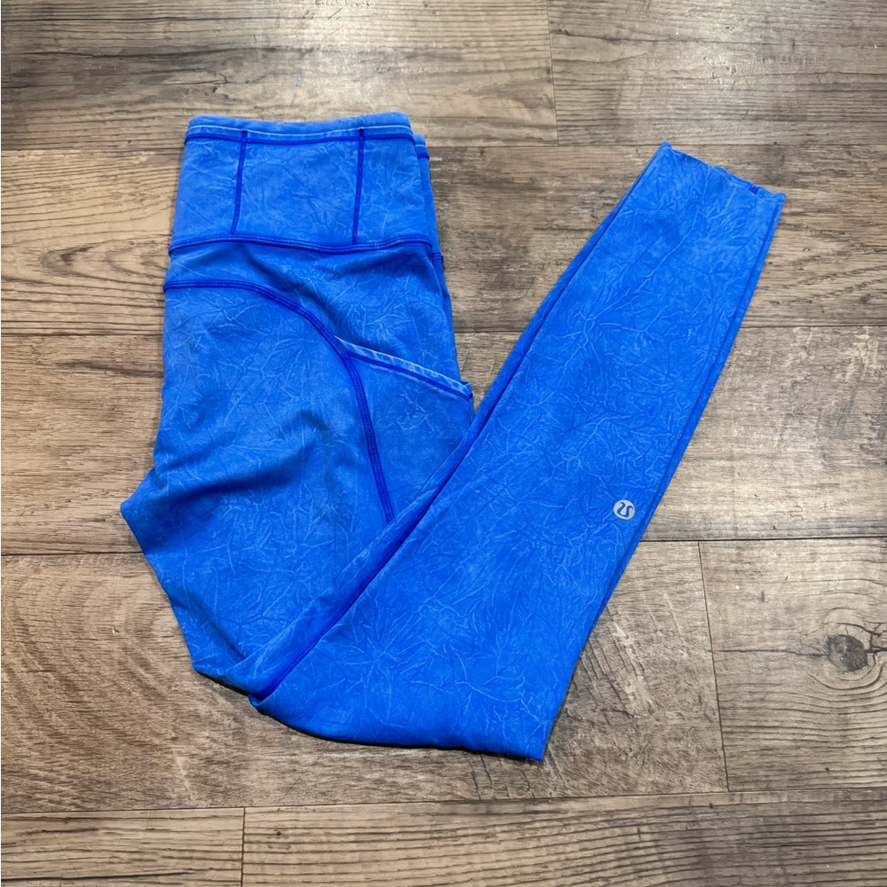 Lululemon Fast Free Tight 25" Ice Dye Ice Wash Cerulean Blue Size 6